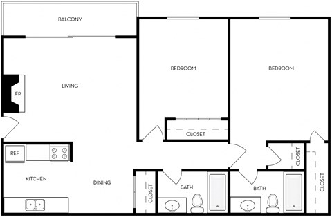 2x1 Princeton Floor Plan, Park Capitol Apartments for rent in Salt Lake City, Utah